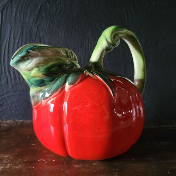 Vintage Ancora Italy Handpainted Tomato Pitcher, Vegetable Shape Pitcher - Picture 1 of 7